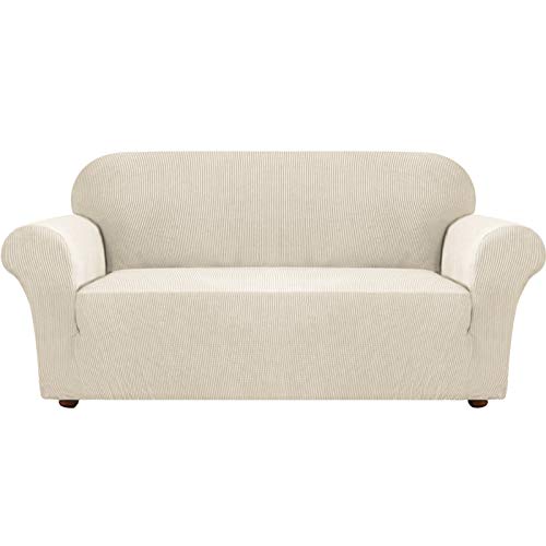 Turquoize Stretch Sofa Slipcover Couch Cover Sofa Covers For 3 Cushion Couch 1 Piece Sofa Slipcover For Living Room With Jacquard Fabric And Elastic Bottom Furniture Protector (Sofa, Biscotti Beige) #TOP12