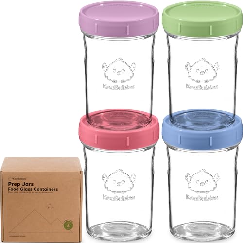 Image of KeaBabies 4pk 8oz Glass Baby Food Containers with Lids - Leak-Proof, Microwavable Small Glass Jars, Baby Purees & Toddler Snack Storage Containers, BPA-Free, Dishwasher & Freezer Safe (Nord)
