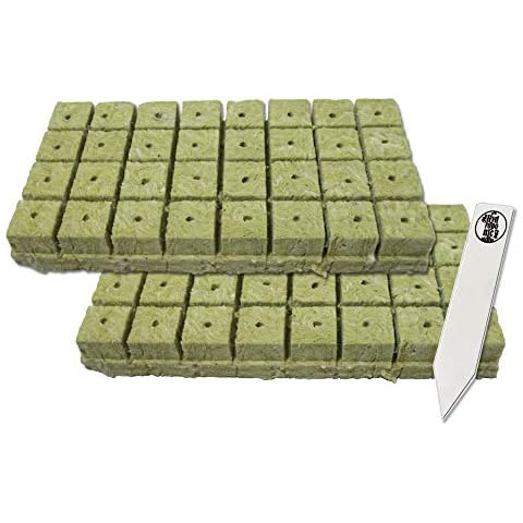 1.5" Rockwool Starter Plugs, 2 Sheets of 32 Plugs (64 Plugs Total) + 1 THCity Stake Cover