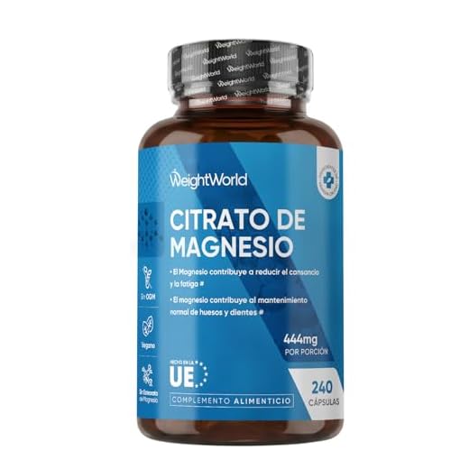 Citrato de Magnesio 1480mg, 240 Cápsulas Veganas - 440mg de Magnesio Puro de Alta Biodisponibilidad, 4 Meses de Suministro, Reduce Cansancio y Fatiga, Equilibra los Electrolitos, Suplemento Deportivo.