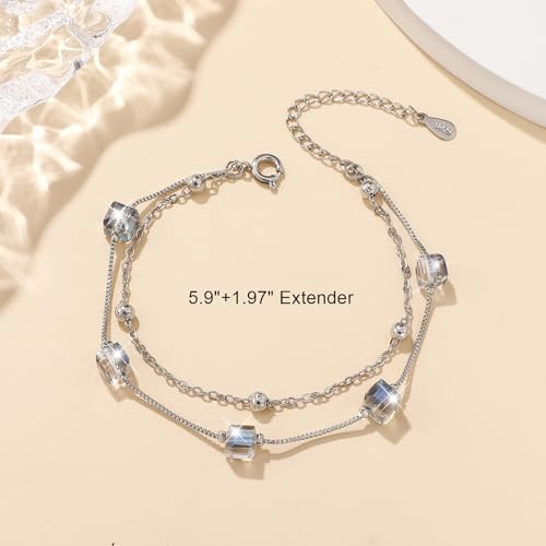 Austrian Crystal Bracelets for Women, Trendy Dainty Link Crystals Charm Womens Bracelet, Adjustable Chain Bracelet Jewelry Mothers Day Gifts for Women4