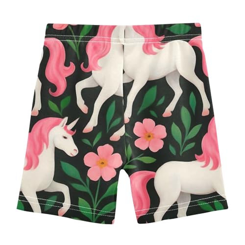 Girls Biker Shorts Toddlers Cotton Shorts for Under Skirts 4t Summer Clothes White Unicorns Pink Flowers2