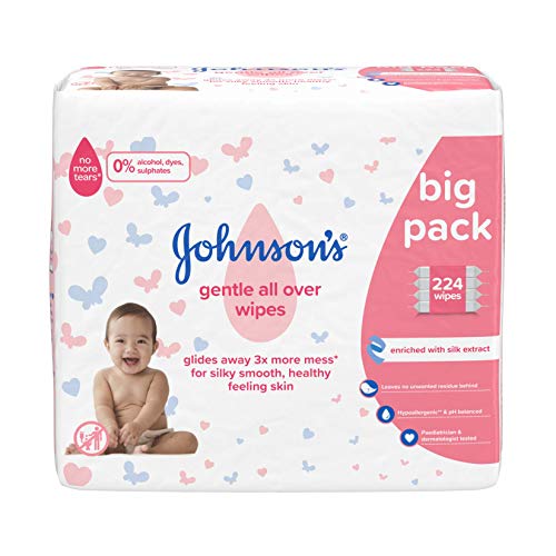 Johnson's Gentle All Over Baby Wipes, 224 Wipes