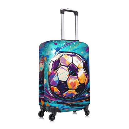 Cute Funny Soccer Ball Travel Luggage Cover for Suitcase Anti-Scratch Fashion Suitcase Protector Washable Elastic Baggage Covers Fits 18-21 Inch Luggage for Travel Beach Holiday2
