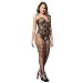 Deksias Womens Strap Floral Crotchless Bodystocking Plus Size Bodysuit for Women (Black)