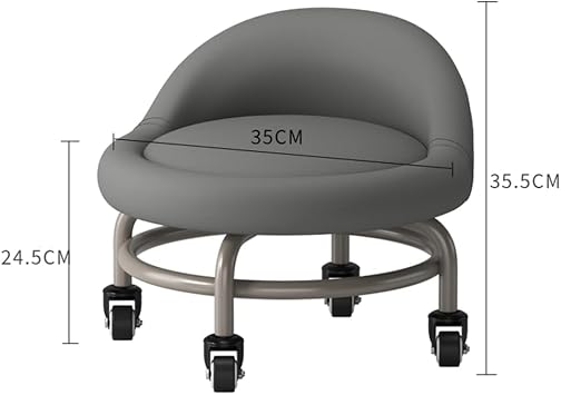 ESNY Low Roller Seat Stool With Backrest,Heavy Duty Waterproof PU Leather High Weight Capacity Roller Seat for Men Women Boy Girl Garage Salon Home Office Z
