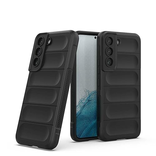 Image of amazon basics Mobile Cover for Samsung Galaxy S22 5G | Full Camera Protection | Liquid Silicon Case | Flexible Bumper Case for Samsung Galaxy S22 5G (Black)