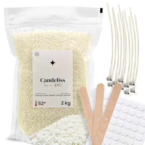 Candeliss Kit Para Hacer Velas 2kg. Kit De Fabricación Para Hacer Velas Caseras Set Kit Manualidades Para Adultos Pack Hacer Velas Con Cera De Soja Niños Y Adultos Candle Making Kit 2kg