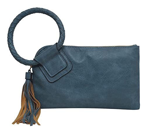 Image of NGIL Faux Leather Mini Wristlet Purse | Women's Handbag, Fashion Wristlet Wallet, Compact Everyday Purse with Fringe Tassel