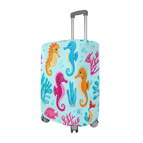 Joisal Cute Seahorse Coral Suitcase Covers for Luggage Protectors Elastic Travel Luggage Sleeve for Women Prints, S, Fits 18-20 Inch Case3