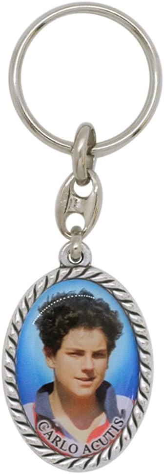 Saint Carlo Acutis Keychain and Prayer Card Gift Set | Prayer in English and Español | Patron Saint of the Internet | Great Catholic Holy Prayer Card Gift Set