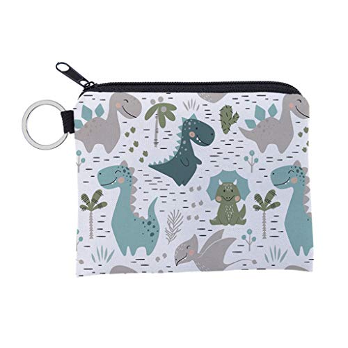 Cartoon Dinosaur Pattern Coin Card for Key Ring Wallet Pouch Purse Small Change Bag Polyester3