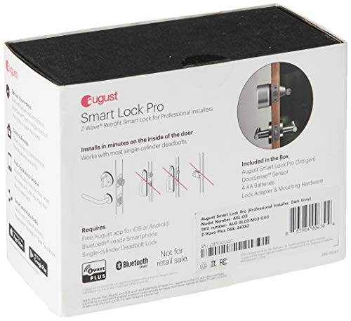 August Aug-Sl03-M03-G03 Dark Gray Smart Lock Pro, 3Rd Generation Technology, Apple Homekit And Z-Wave Enabled #TOP4
