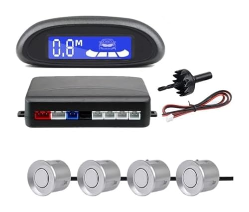 Sensore Di Assistenza Al Parcheggio Sensore Parcheggio Radar Retromarcia Posteriore Per Auto Monitor Retromarcia Parktronic Display Retroilluminato 4 Rilevatori(Argento)