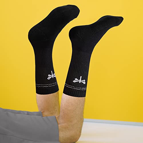 Villain Inside Black Crew Socks Mens Moisture Wicking Silver Infused Cushion Cotton Socks (Black L) #TOP4