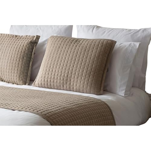 Image of Belledorm Crompton Quilted Jersey Feel Filled Cushion in Mocha 40cm x 50cm
