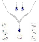 Uloveido Pretty Rhinestone Crystal Bridesmaid Jewelry Set Teardrop Stud Dangle Earrings and Neckl...