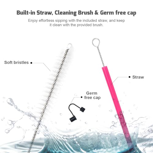 Image of MYOZ 1200ML Stainless Steel Insulated Tumbler Water Mug with Lid, 2 Straws Hot & Cold Iced Coffee Cup, Double Wall Leak-Proof Cupholder for Gym, Travelling Spill-Proof Bottle (Fuchsia Pink)