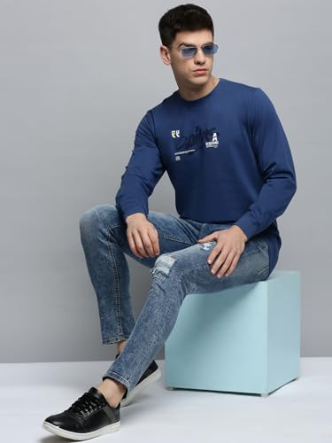 Image of SHOWOFFFF Men Printed Pullover Sweatshirt | Round Neck Full Sleeves Cotton Sweatshirt's for Mens | Slim Fit Regular Length Sweatshirts for Men's