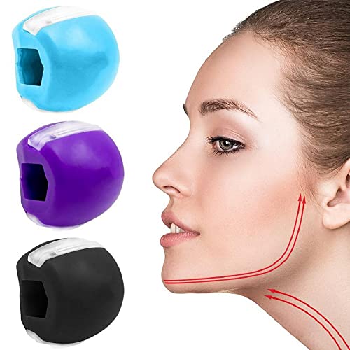 BAAQII - 3 Pcs Food-grade Silica Gel Jaw Trainer Face Muscle Exerciser, Jawline Fitness,Exercise Ball Double Chin Reducer,Face Jaw Muscle Training Ball, Neck Face Toning Jawrsize for Exercises Facial Muscles