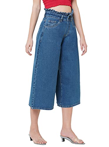 Image of AKA CHIC Women Flare Fit High Rise Cotton Non Stretchable Jeans
