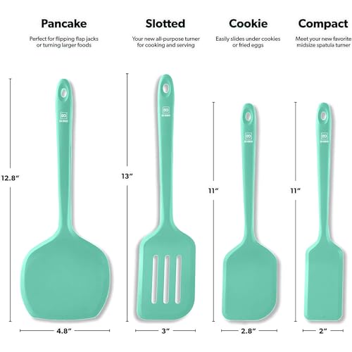 DI ORO Silicone Turner Spatula Set - 600F Heat Resistant, 4-Pc Mint by di Oro Living - Used condition - Image 5