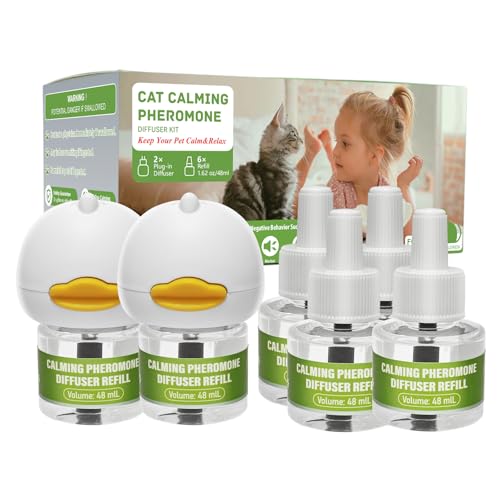 6 Pack Cat Calming Diffuser Kit with 2 diffusers + 6 refills