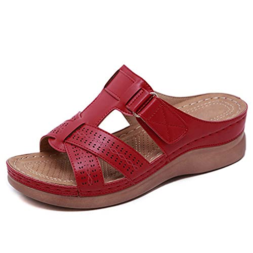 Atuut Keilsandalen Slip On Sommer Sandalen Damen Orthopädische Schuhe Offene Zehen Sandalen Sommer Strand Plateau Hausschuhe Cover