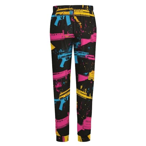 Artistic Splatter Machine Guns Soft Mens Pajama Pants Sleepwear Warm Lounge Sleep PJ Bottoms with Pockets 5