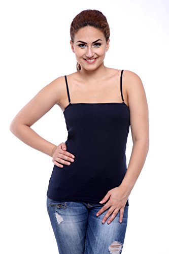 Image of Teemoods Women's Cotton Spaghetti Strap Camisole Slip - Adjustable Straps, Slim Fit, Soft Innerwear Tank Top for Layering & Everyday Comfort