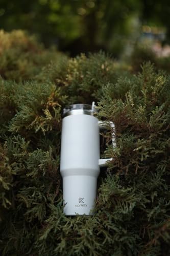 Image of 1200ml Stainless Steel Tumbler with Handle and Straw | Leak Proof Travel Mug | BPA Free Reusable Drinking Cup for Office, Travel, Gym & Car (White)