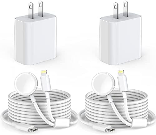 2 in 1 for Apple Watch Charger [Apple MFi Certified] 2 Pack iPhone Watch charger 6Foot Wireless Watch Charging Cord Compatible with Apple Watch Series 8/7/SE/6/5/4 & iPhone 14/13/12/11 Pro/Max/XS/X/SE