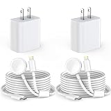 2 in 1 for Apple Watch Charger [Apple MFi Certified] 2 Pack iPhone Watch charger 6Foot Wireless Watc