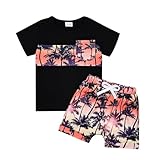 CETEPY 1 year old Boy Clothes Baby Toddler Summer Holiday Style Outfits Short Sleeve Top T-Shirt & Pocket Pant Brown Set 12-18 Months