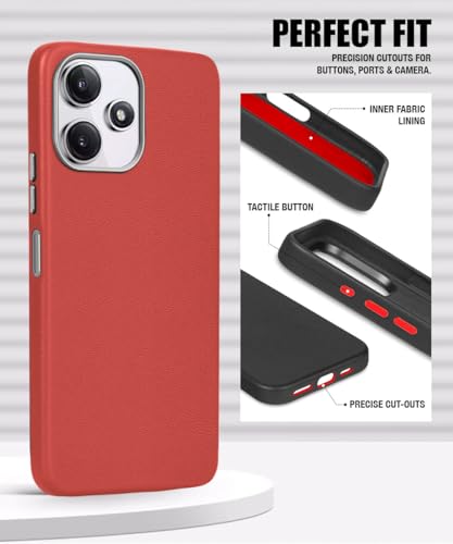 Image of WOW IMAGINE Leather Fabric Soft TPU Back Cover for Mi Redmi 12 5G | Redmi 12 4G | Poco M6 Pro 5G (Crimson Red)