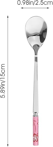 Miniatura 3 de BESPORTBLE 5 cucharas de metal para postre para helados, helados, café, espresso, cucharas agitadoras seguras y cómodas de sostener para ocasiones