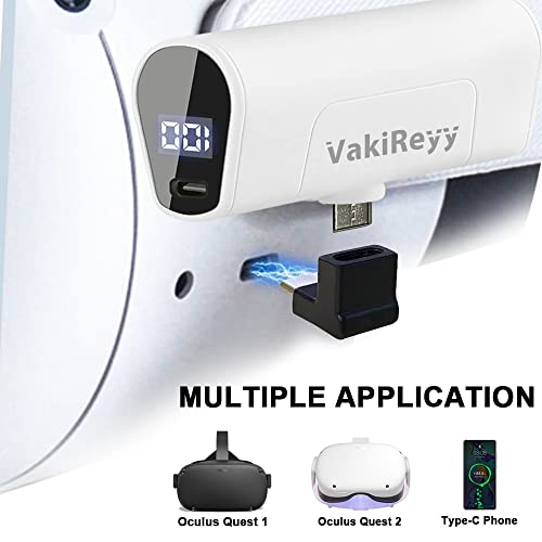 Vakireyy Battery Pack For Oculus Quest 2 Accessories, 5000Mah Rechargeable Power Bank Fast Charging Portable Usb C Mini Battery Extended With Visualized Power Display For Extra 2 Hours Play Game Time #TOP4