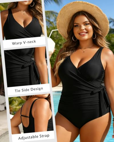 Image of Plus Size One Piece Swimsuits- Tummy Control Full Coverage Bathing Suits