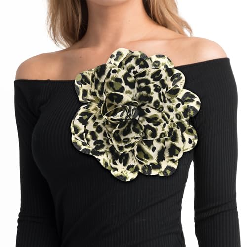 Image of M METERXITY Extra Large Rose Flower Brooches, Lapel Pins Dainty Satin Fabric Big Camellia Oversized Brooch Pin