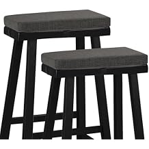 Rectangle Bar Stool Cushions Set of 2 with High-Resilience Foam Non-Slip Saddle Stool Cushion Machine Washable Cover for Kitchen Counter Stools 18"x9.5"x2" Dark Grey