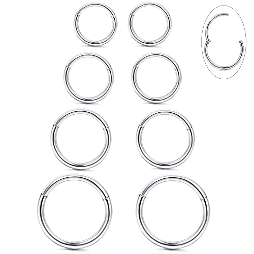 LOYALLOOK G23 Titanium Hinged Clicker Segment Nose Rings Hoop Septum Nose Lip Ring Hoop for Women...