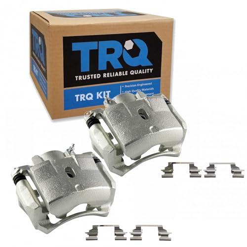 Image of TRQ Front Brake Caliper Set Zinc Coated Brackets Hardware Compatible with 2006-2011 Chevrolet HHR 2004-2008 Malibu 2006-2007 Pontiac G6 2007-2008 Saturn Sky