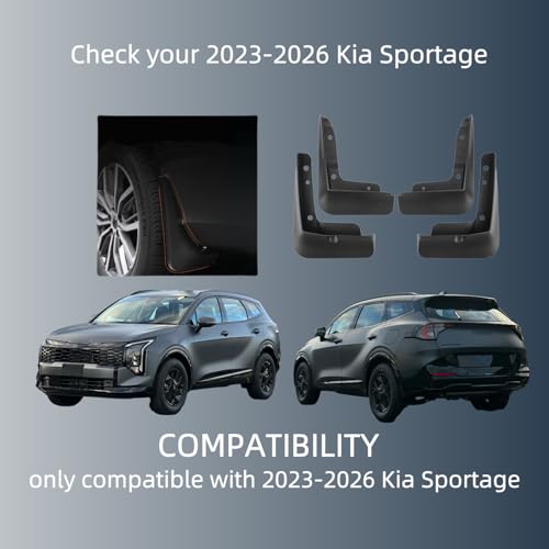 Image of No Drill Mud Flaps Compatible with 2023-2026 Kia Sportage,OEM Style Textured Black Custom Fit All Weather Exterior Accessories(4PCS)