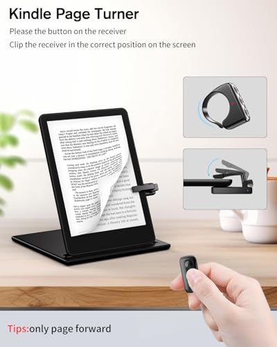 BIFTU Virador de página de controle remoto para Kindle Paperwhite Oasis, controle remoto RF E-Reader