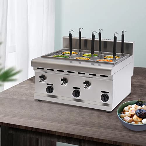 YIYIBYUS Commercial Gas Countertop Pasta Cooker Machine With 6 Basket,Steel 6 Holes Noodle Pasta Cooker Steel Gas Propane