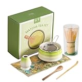 Matcha Set, Matcha Schale mit Auslauf, Rührer und Ständer, Löffel, Teelöffel, 7 Stück Japanisches ZubehöR für Die Matcha-Zeremonie