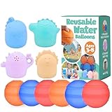 OmniHaven Dino Splash Adventure Set – Reusable Water Balloons for Kids Ages 3–8, Outdoor Summer Water Toys with Dinosaur Bath Toys, Soft Silicone, Mess-Free Splash Play