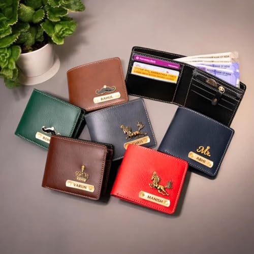 Image of Boys Leather Personalized Wallet Set with Keychain and Glasses Case Combo Gift for Friend, Boyfriend,Husband,Father, Son | 3-Piece Gift Set, Brown