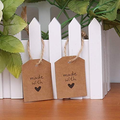 UEETEK 100pcs Made with Love Sign Paper Tag Gift Label with Twine for Wedding Party