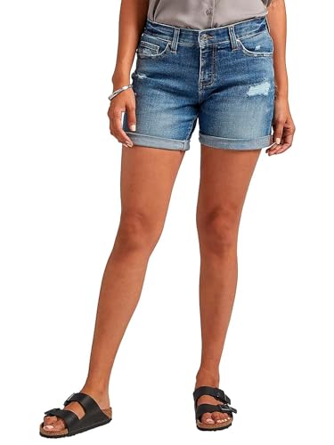 JAG Jeans Women's Alex Mid Rise Boyfriend Short - Legacy, Atlantic Blue, 0